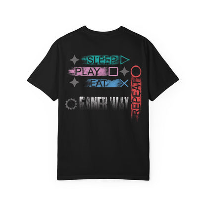 Gamer Loop T‑Shirt — "Sleep Play Eat Repeat" Retro Controller Design
